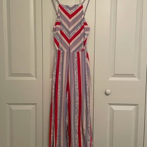 Express jumpsuit in red, white, & blue